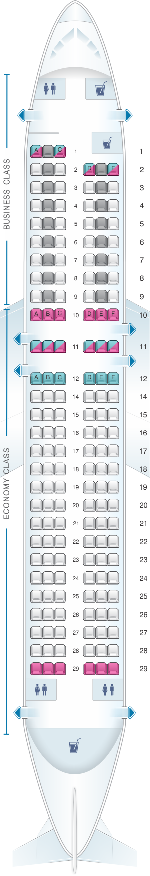 Seat map for Air France Airbus A320 Europe V3
