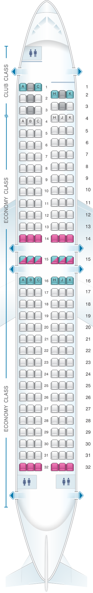 Seat map for Air Transat Boeing 737-800 Canada