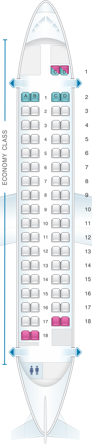 Seat map for Finnair ATR 72-212A Config.2