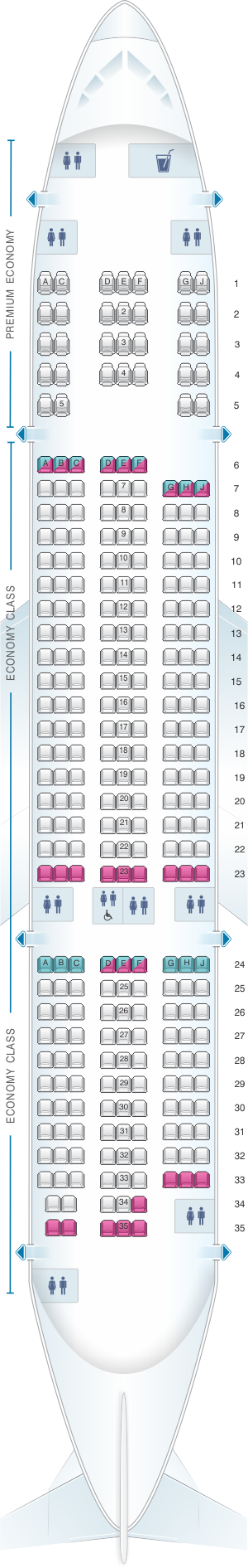 Seat map for Norwegian Boeing B787 8
