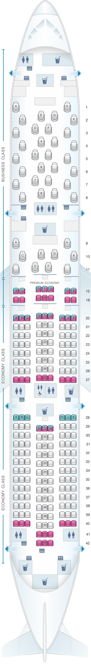 Seat map for ANA - All Nippon Airways Boeing B787-9 246pax