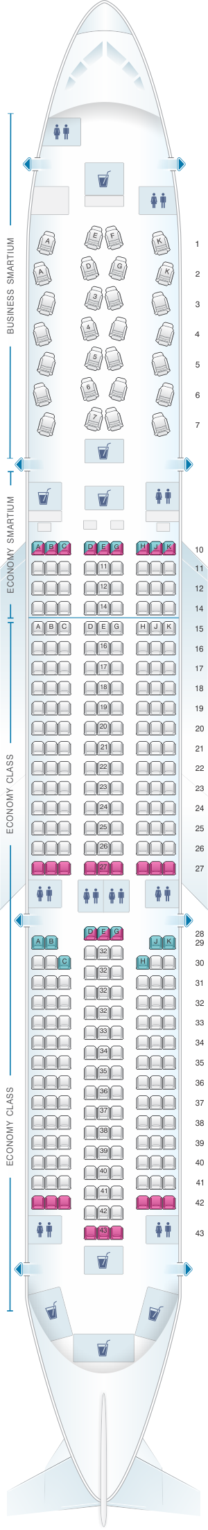 Plan De Cabine Asiana Airlines Airbus A350 900 Seatmaestrofr