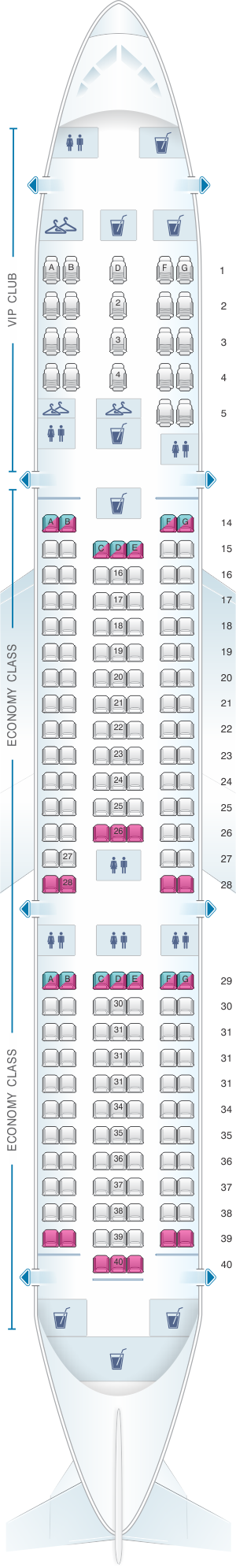 Seat map for Azal Azerbaijan Airlines Boeing B767 300ER