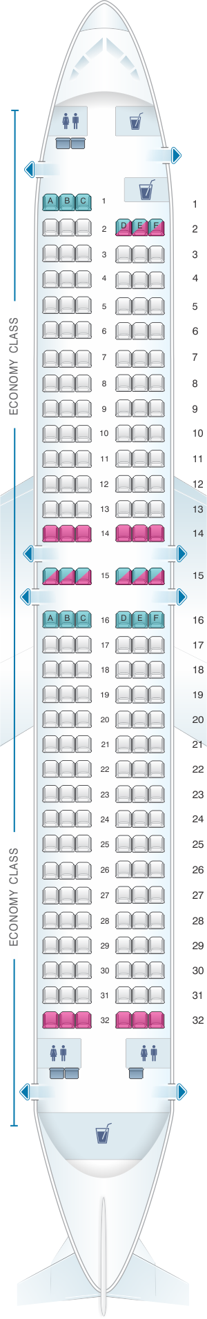 Seat map for Blue Panorama Boeing B737 800