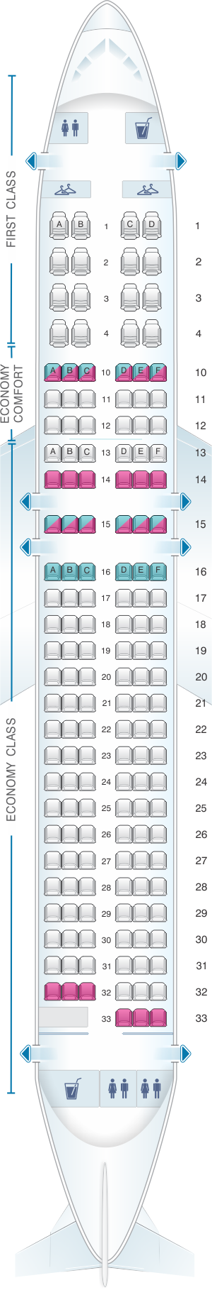 Seat map for Delta Air Lines Airbus A320 200 (32M)