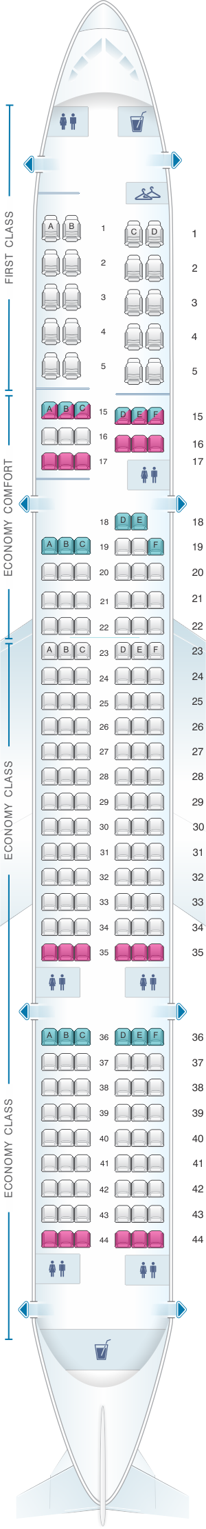 Seat map for Delta Air Lines Boeing B757 200 (75P)