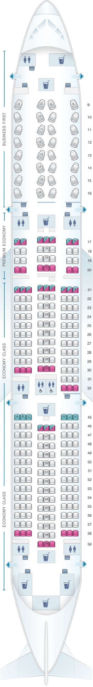 Seat map for El Al Israel Airlines Boeing B787 9