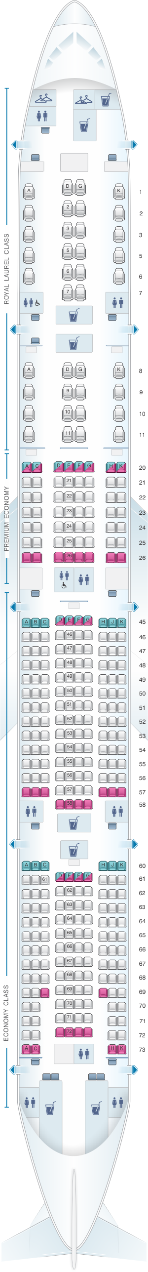 Seat map for EVA Air Boeing B777 300ER 353PAX