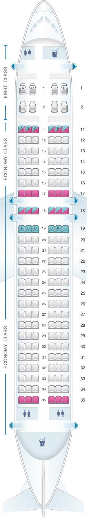 Seat map for Air China Airbus A320 200neo