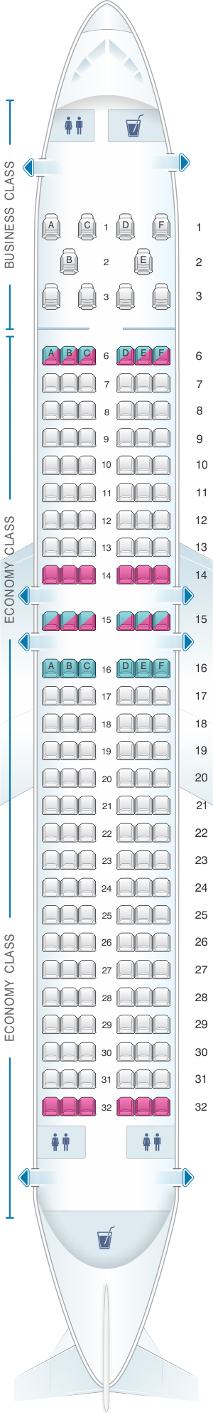 Seat map for Flydubai Boeing B737 MAX 8