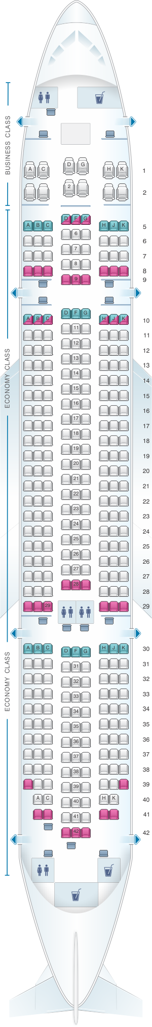 Seat map for ANA - All Nippon Airways Boeing B787-8 domestic