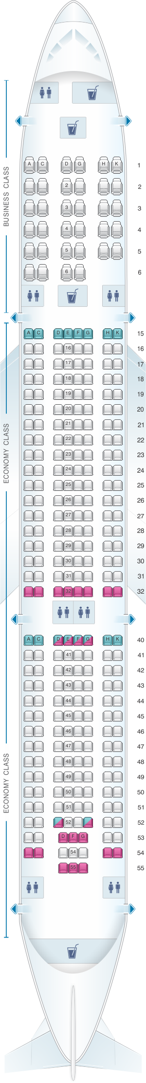 Seat map for Air Europa Airbus A330 300