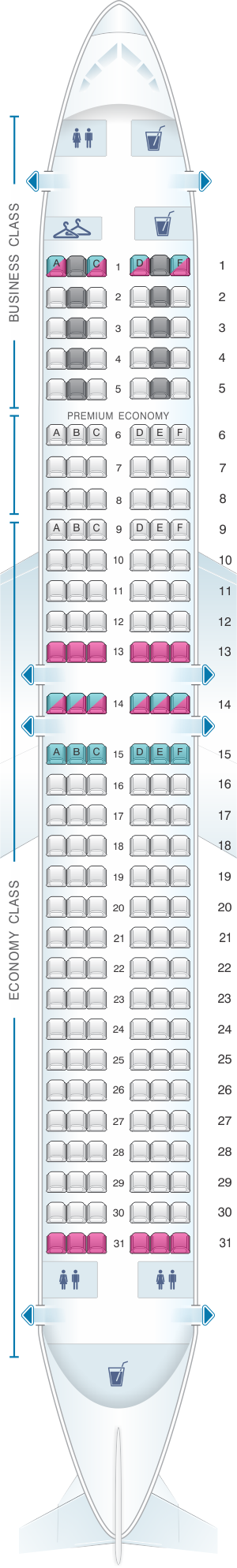 Seat map for LOT Polish Airlines Boeing B737 MAX 8