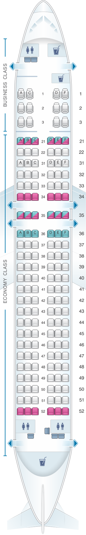 Seat map for Philippine Airlines Airbus A320 200 V1