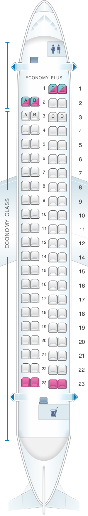 Seat map for Philippine Airlines Bombardier Q400