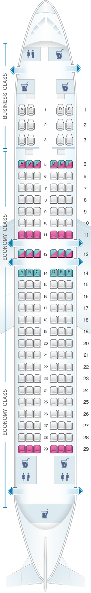 Seat map for SilkAir Boeing B737 800 Max 8