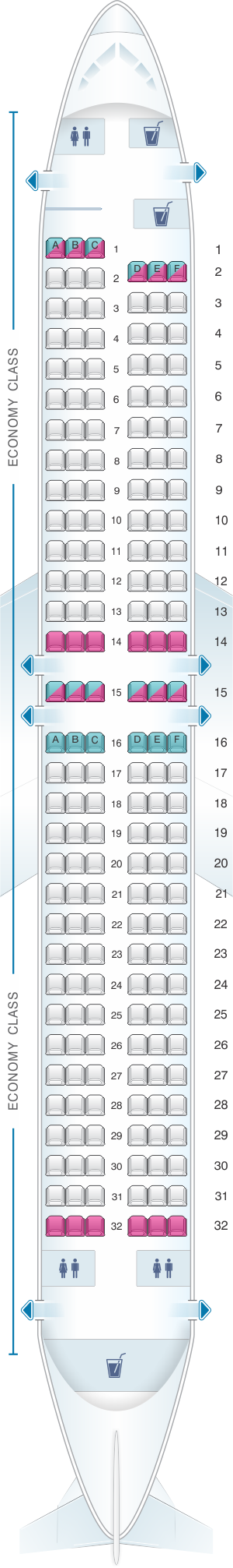 Seat map for TAROM Boeing B737 800