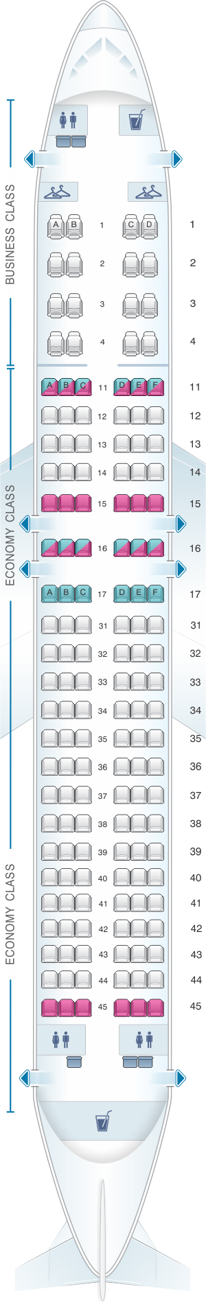 Seat map for Air Astana Airbus A320NEO