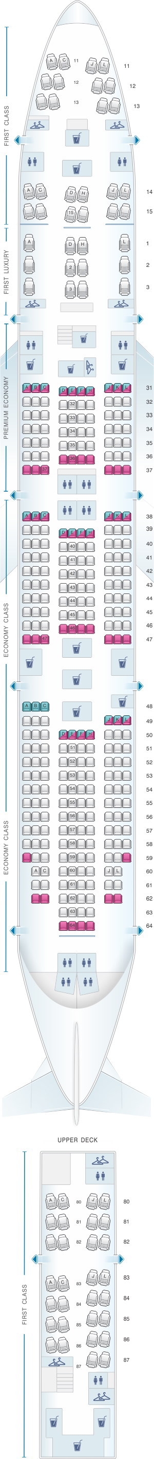 Seat map for Air China Boeing B747 8