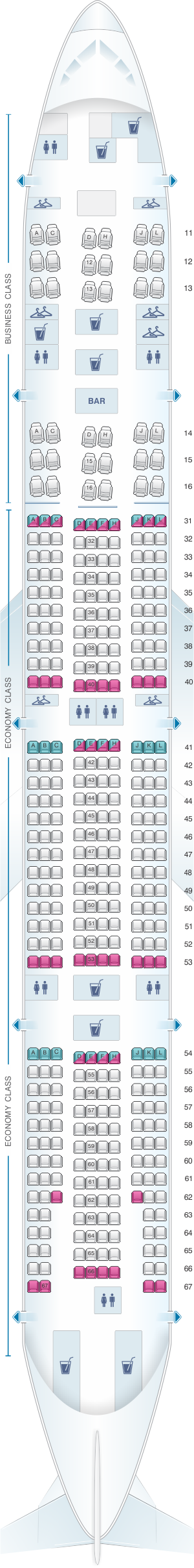 Plan de cabine Air China Boeing B777 300ER (392PAX)  SeatMaestro.fr