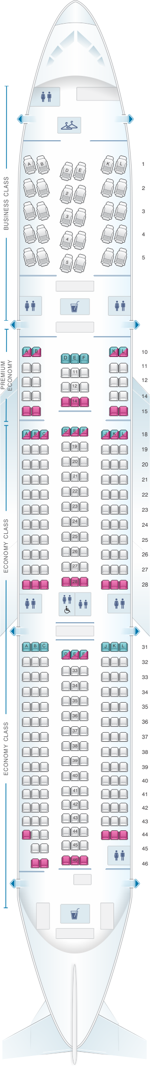 Seat map for Air Tahiti Nui Boeing B787 9