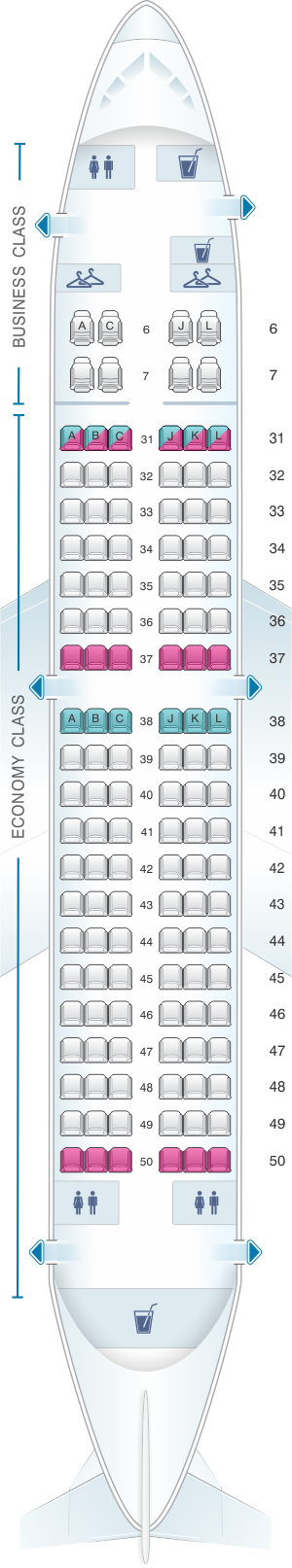 Seat map for China Eastern Airlines Boeing B737 700 128PAX