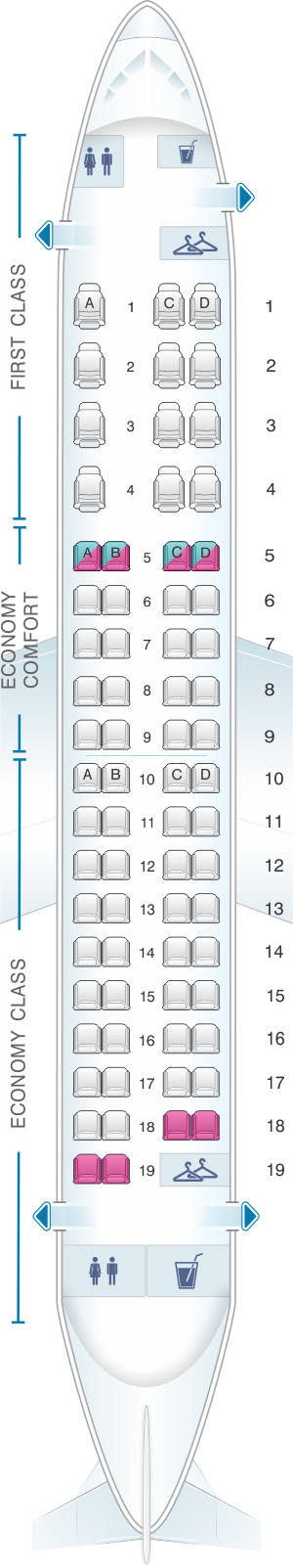 Seat map for Delta Air Lines Embraer E175 SC SkyWest