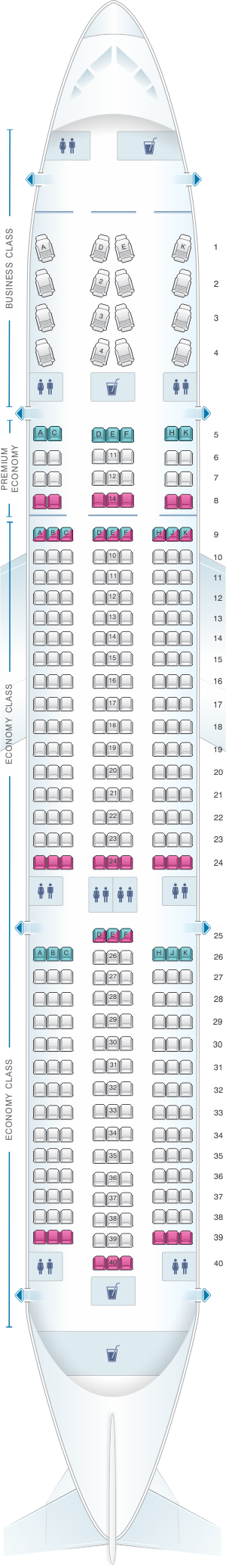 Seat map for WestJet Boeing B787 9