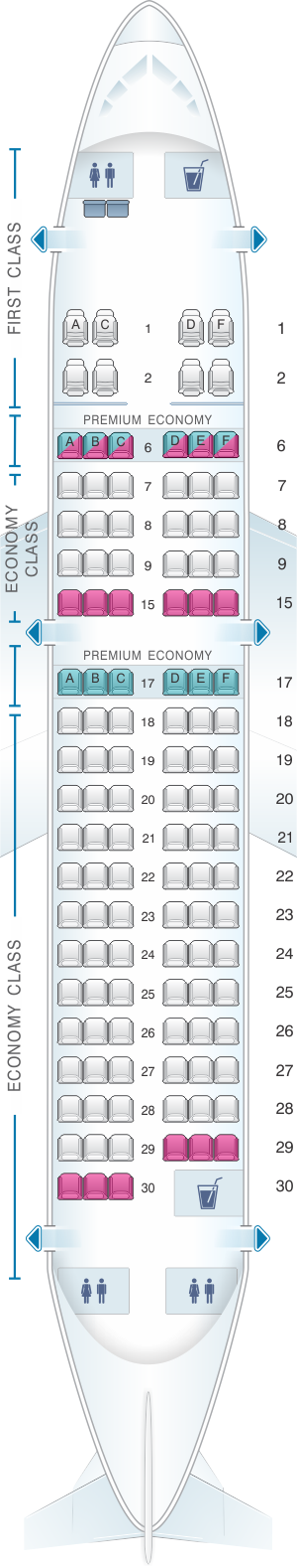 Seat map for Alaska Airlines - Horizon Air Airbus A319 112