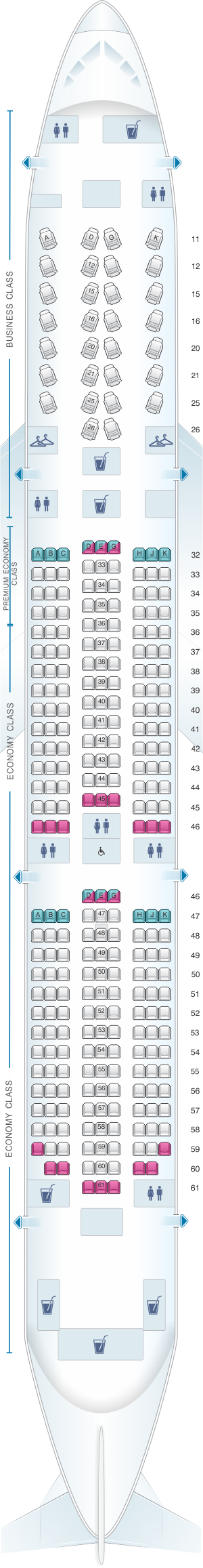 Seat map for Hainan Airlines Boeing B787-9 config.2