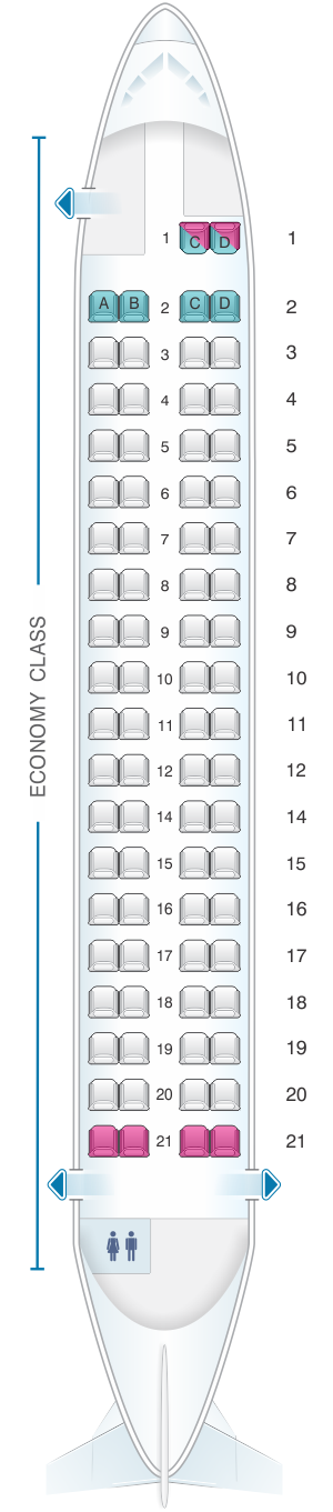 Seat map for Cebu Pacific Air ATR 72 600