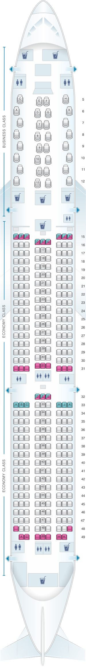 Seat map for Etihad Airways Boeing B787 10