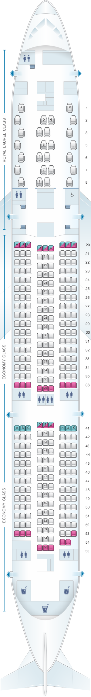 Seat map for Eva Air Boeing B787-9