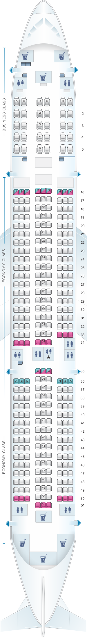 Plan De Cabine Hainan Airlines Airbus A350 900 Config1 Seatmaestrofr