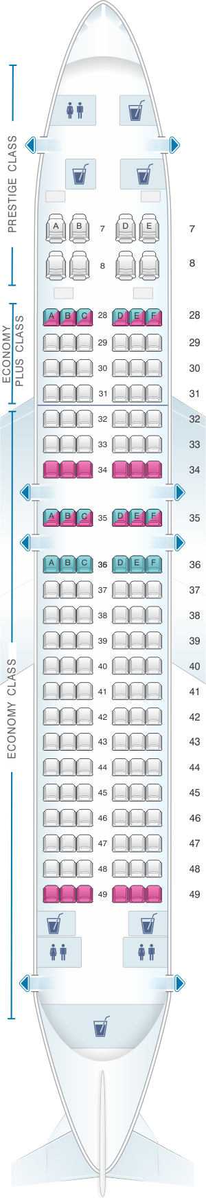 Seat map for Korean Air Boeing 737 MAX8