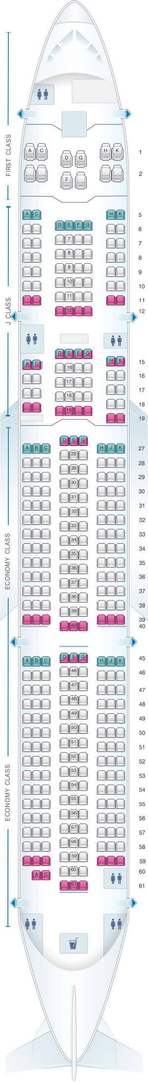 Plan De Cabine Japan Airlines Airbus A350 900 Seatmaestrofr