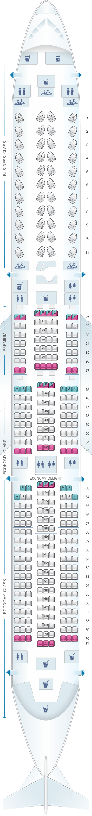 Seat map for Virgin Atlantic Airbus A350 1000