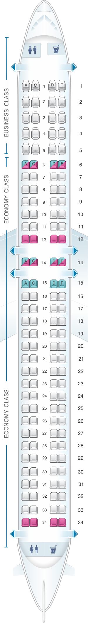 Seat map for KLM Embraer E195 E2