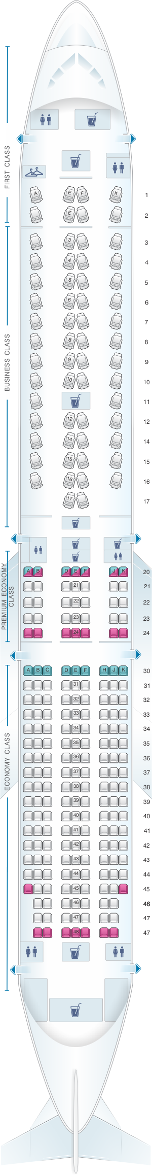 Seat map for British Airways Boeing B787 10