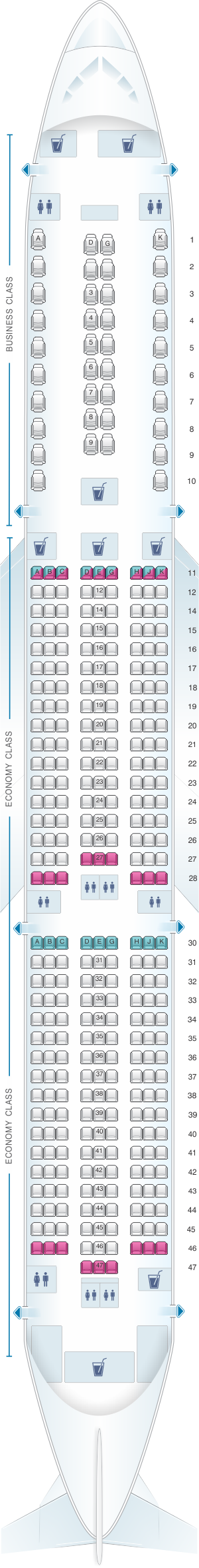 Seat map for KLM Boeing B787 10